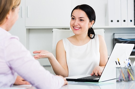 female manager with client